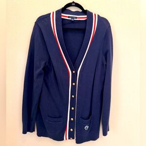 Tommy Hilfiger Blue Cardigan with Red and White Trim